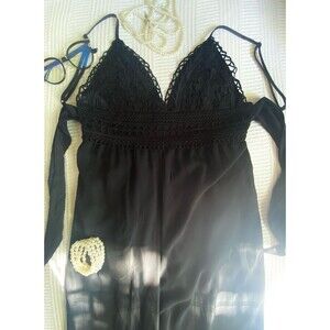 black crochet lace top romper jumpsuit tie back M classy date night attire NWOT
